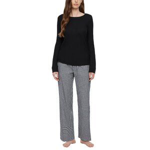 NEW Gap Women's 2-Piece Flannel Pajama Set Black Check Small